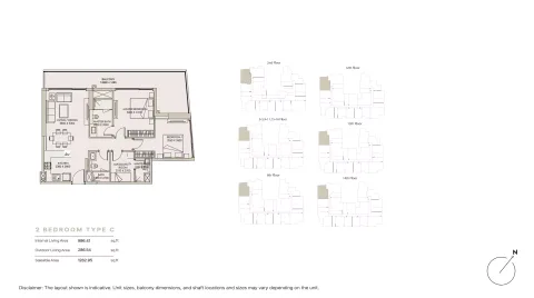 Floor plan, 2 Beds, 1,282 sq ft