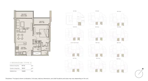 Floor plan, 1 Bed, 748 sq ft