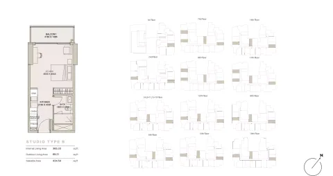 Floor plan, Studio, 434 sq ft