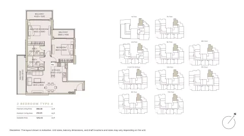 Floor plan, 2 Beds, 1,216 sq ft