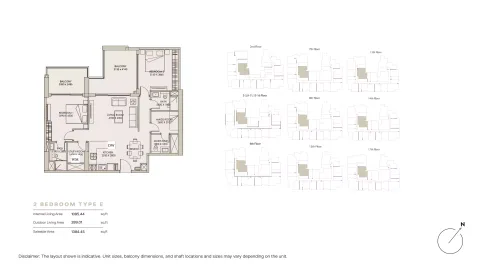 Floor plan, 2 Beds, 1,384 sq ft