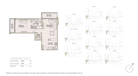 Floor plan, 1 Bed, 811 sq ft