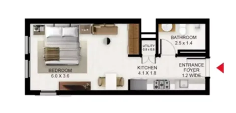 Floor plan, Studio, 399 sq ft