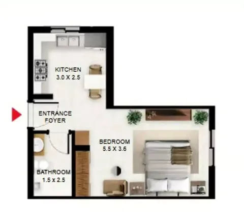 Floor plan, Studio, 412 sq ft