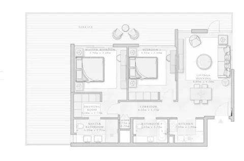 Floor plan, 2 Beds, 1,586 sq ft