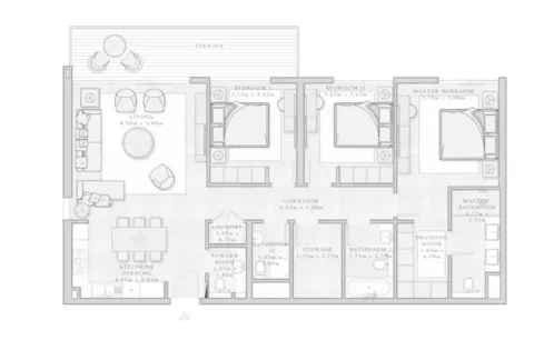 Floor plan, 3 Beds, 1,550 sq ft