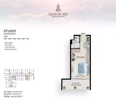 Floor plan, Studio, 462 sq ft