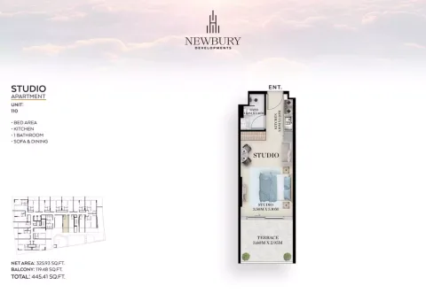 Floor plan, Studio, 445 sq ft