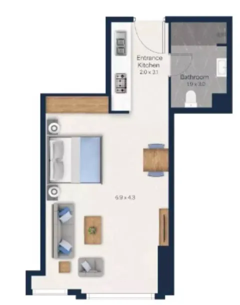 Floor plan, Studio, 386 sq ft