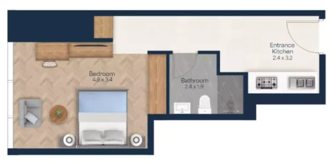 Floor plan, Studio, 386 sq ft