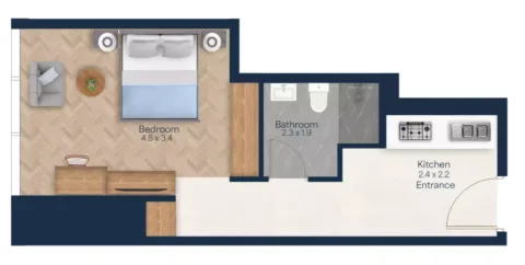 Floor plan, Studio, 386 sq ft