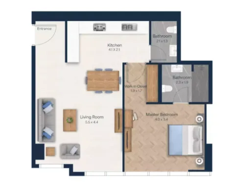 Floor plan, 1 Bed, 476 sq ft