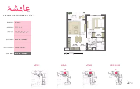 Floor plan, 1 Bed, 711 sq ft