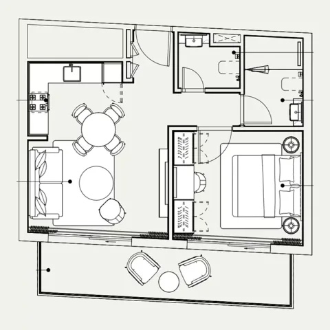 Floor plan, 1 Bed, 537 sq ft