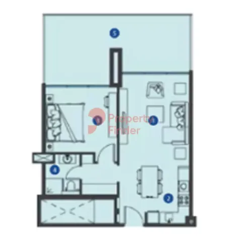 Floor plan, 1 Bed, 908 sq ft