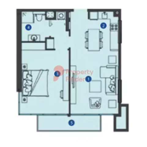 Floor plan, 1 Bed, 779 sq ft