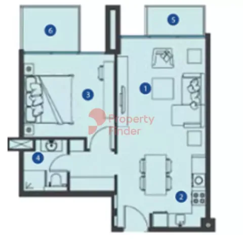 Floor plan, 1 Bed, 699 sq ft