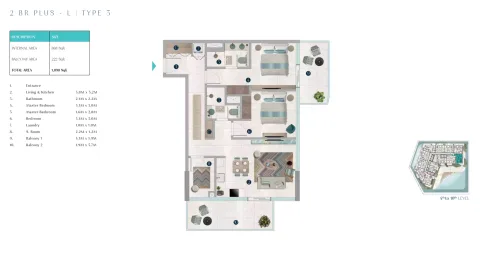 Floor plan, 2 Beds, 1,090 sq ft