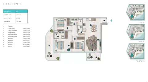 Floor plan, 3 Beds, 1,354 sq ft