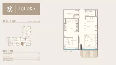Floor plan, 1 Bed, 874 sq ft