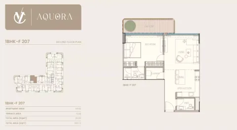 Floor plan, 1 Bed, 869 sq ft