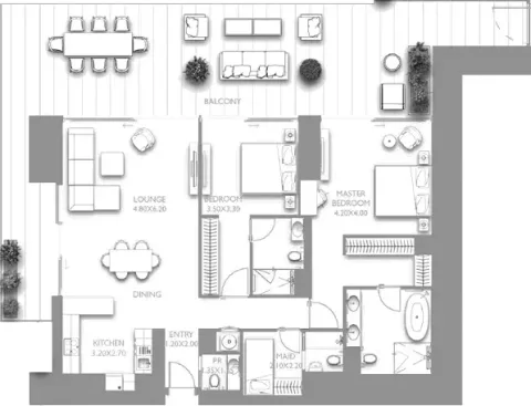 Floor plan, 2 Beds, 2,288 sq ft