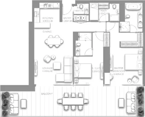 Floor plan, 2 Beds, 1,894 sq ft