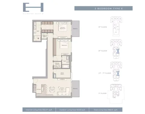 Floor plan, 2 Beds, 1,385 sq ft