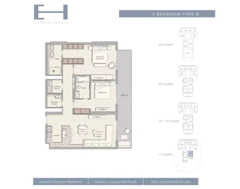 Floor plan, 2 Beds, 1,337 sq ft