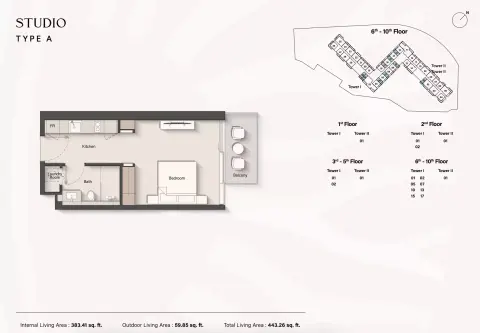 Floor plan, Studio, 443 sq ft