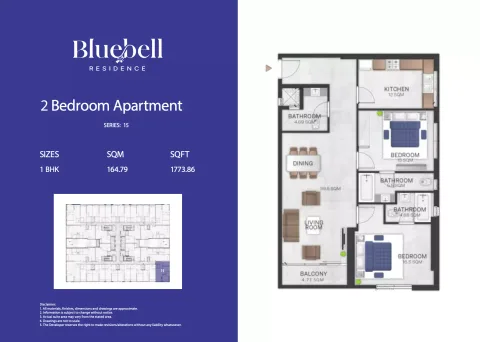 Floor plan, 2 Beds, 1,773 sq ft
