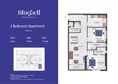 Floor plan, 2 Beds, 1,773 sq ft