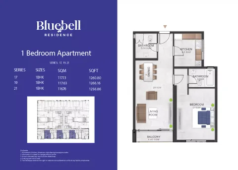 Floor plan, 1 Bed, 1,260 sq ft