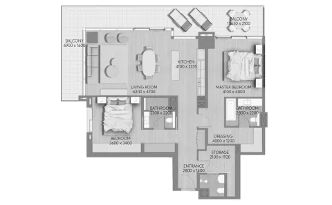 Floor plan, 2 Beds, 1,715 sq ft