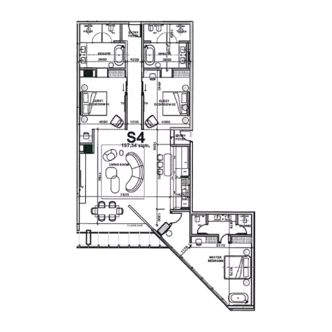 Floor plan, 3 Beds, 0 sq ft