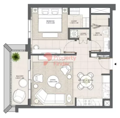 Floor plan, 1 Bed, 720 sq ft