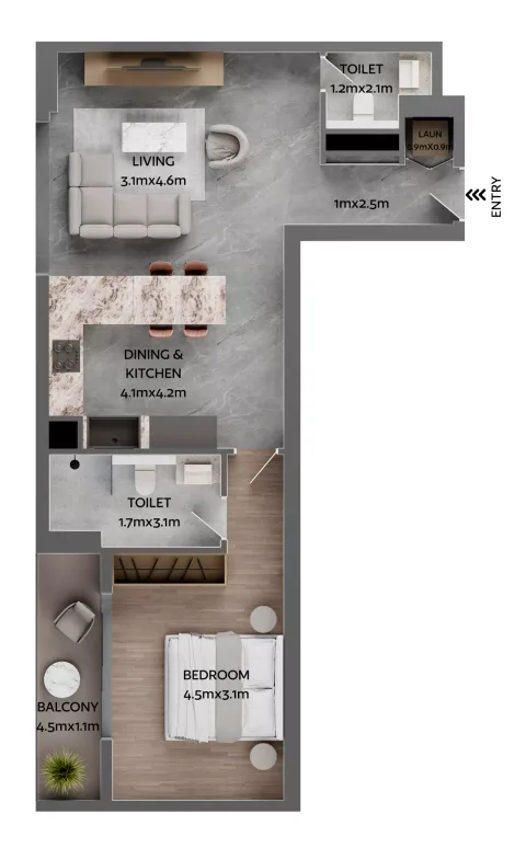 Floor plan, 1 Bed, 780 sq ft