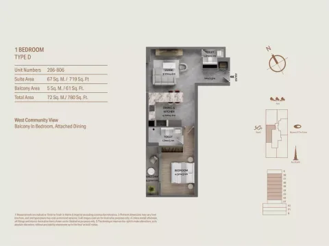 Floor plan, 1 Bed, 780 sq ft