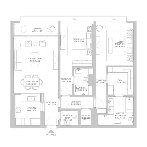Floor plan, 2 Beds, 0 sq ft