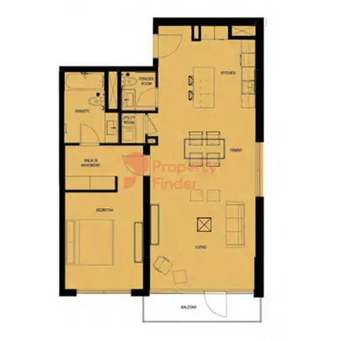 Floor plan, 1 Bed, 1,042 sq ft