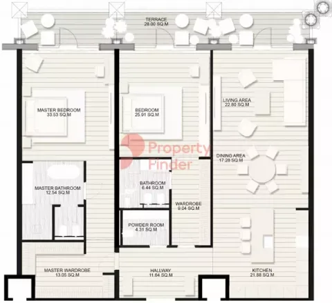 Floor plan, 2 Beds, 2,433 sq ft