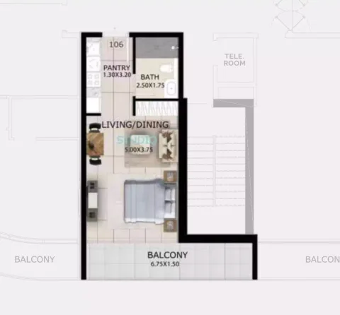 Floor plan, Studio, 478 sq ft