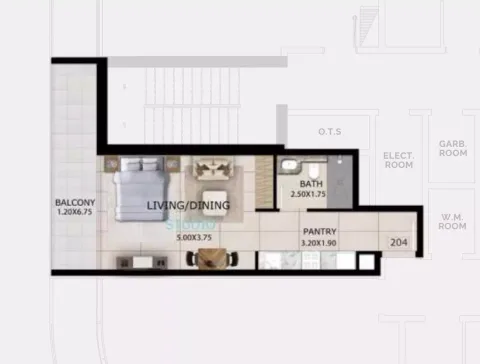 Floor plan, Studio, 513 sq ft