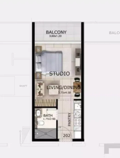 Floor plan, Studio, 400 sq ft