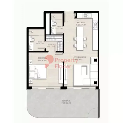 Floor plan, 1 Bed, 0 sq ft