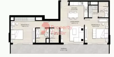 Floor plan, 2 Beds, 0 sq ft