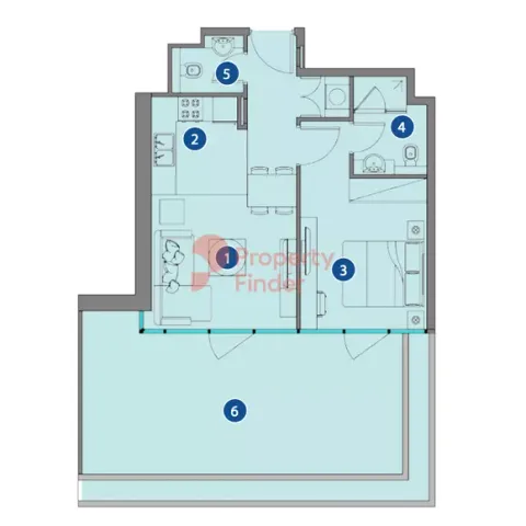Floor plan, 1 Bed, 829 sq ft