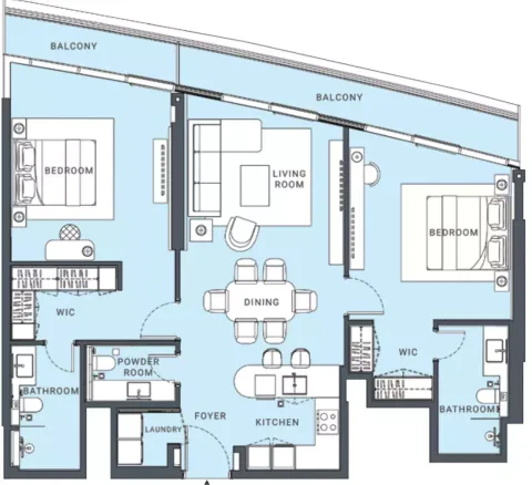 Floor plan, 2 Beds, 1,305 sq ft