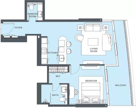 Floor plan, 1 Bed, 943 sq ft