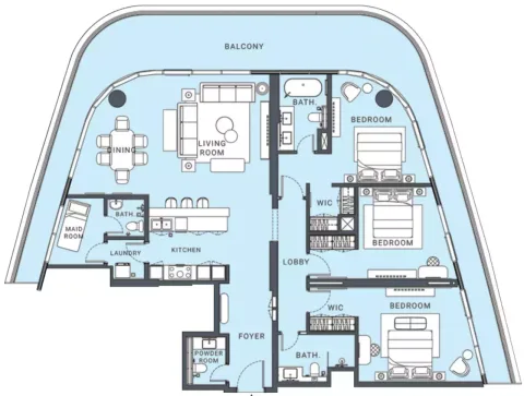 Floor plan, 3 Beds, 2,465 sq ft